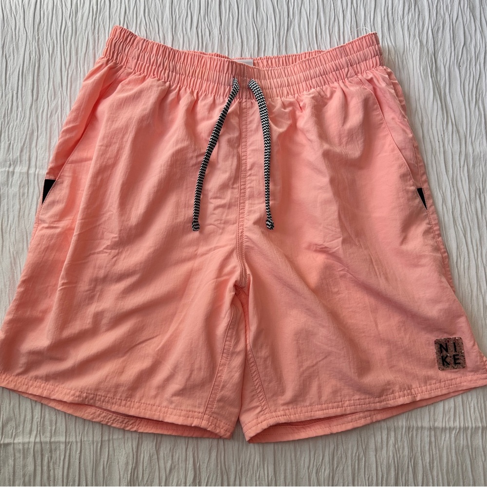 Nike Swim Trunks Mens Medium Coral Pink Volley Shorts Mesh Lined NWT